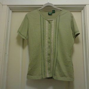 COLOR OF THE SEASON MUTED OLIVE SWEET LITTLE TEE LACEY TOP M